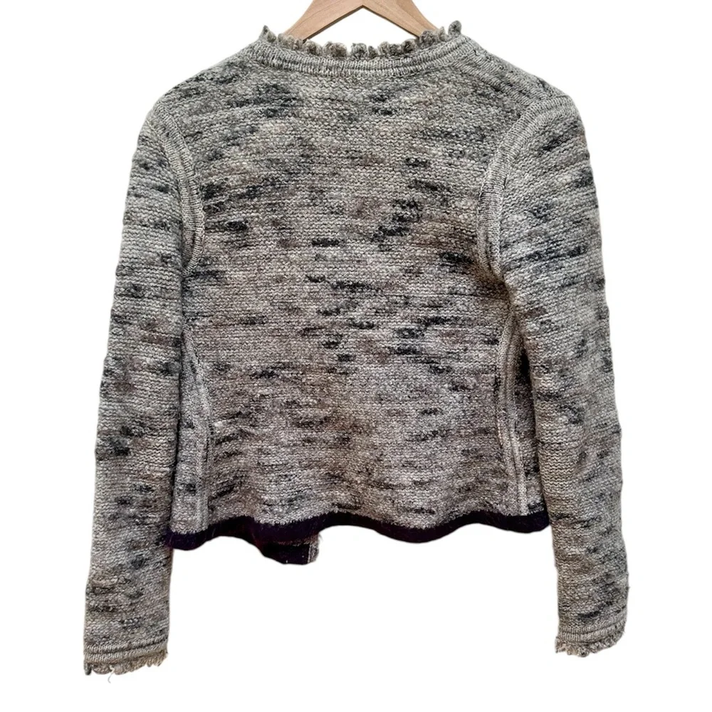 Vintage Chanel 1999 Fall Runway Grey Wool Fringe Sweater - FR 40
